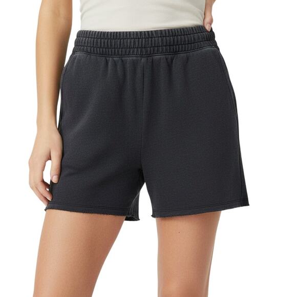 American Eagle Highest Waist Fleece Boyfriend Shorts Black NWT Size Medium - Picture 1 of 9